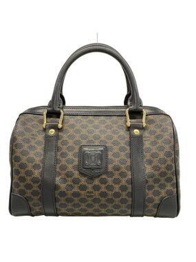 Celine Handbag Macadam Pattern Black Brown Mini Boston Leather